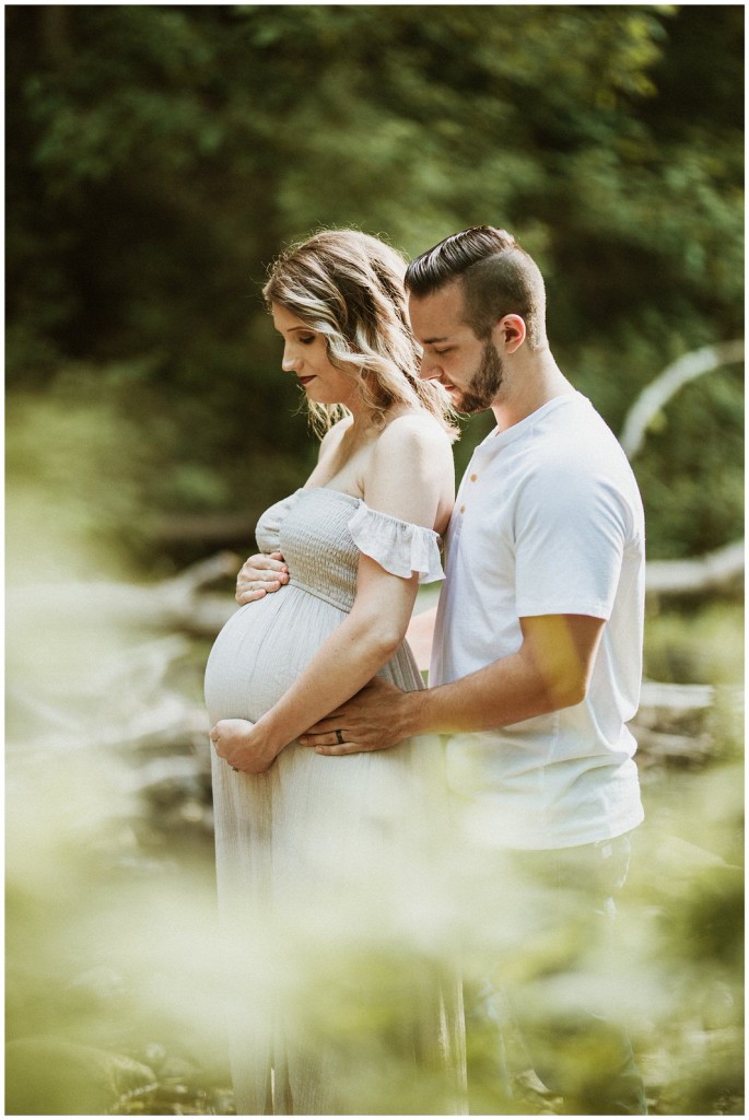 Frick Park Maternity Session by creek 